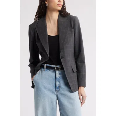 Nordstrom Plaid One-button Blazer In Grey Glen Plaid