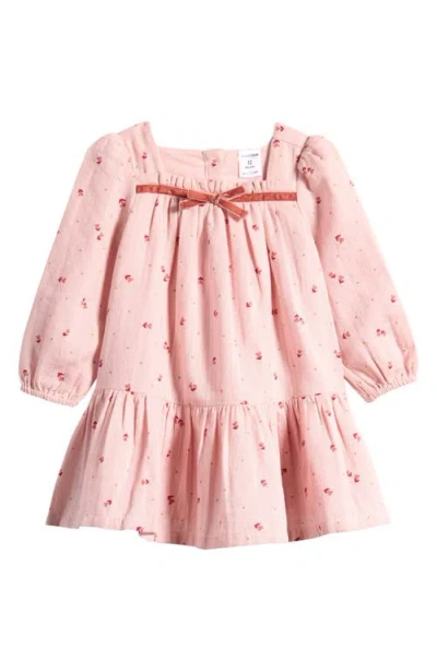 Nordstrom Babies'  Plaid Ruffle Dress In Pink Lotus Petite Hearts