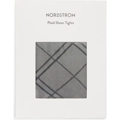 Nordstrom Plaid Sheer Tights In Gray