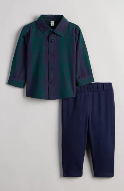 Nordstrom Babies'  Plaid Shirt And Pants Set In Blue
