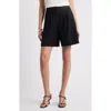 Nordstrom Pleat Front Trouser Shorts In Black