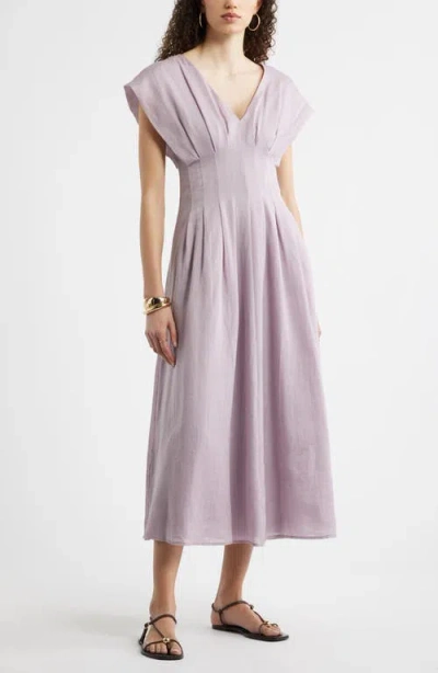 Nordstrom Pleat Waist A-line Dress In Purple