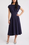 Nordstrom Pleated A-line Dress In Navy Night