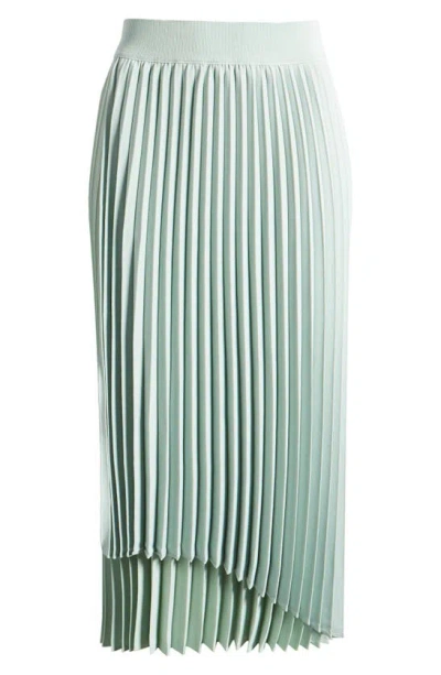 Nordstrom Pleated Asymmetric Hem Midi Skirt In Green Fondant