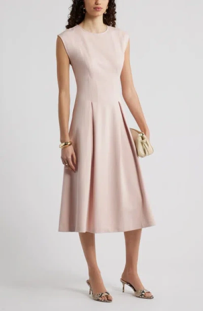 Nordstrom Pleated Cap Sleeve Ponte Dress In Pink