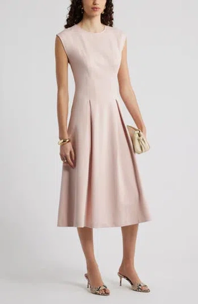Nordstrom Pleated Cap Sleeve Ponte Dress In Pink Smoke