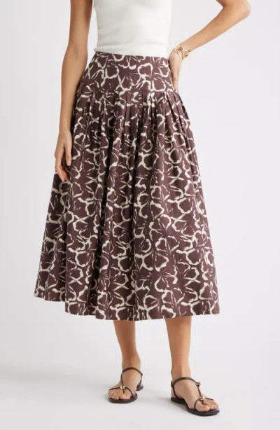 Nordstrom Pleated Cotton Poplin Skirt In Brown