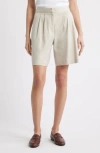 Nordstrom Pleated Linen Blend Shorts In Nude