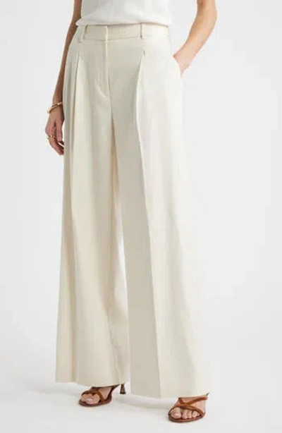 Nordstrom Pleated Linen Blend Wide Leg Pants In White