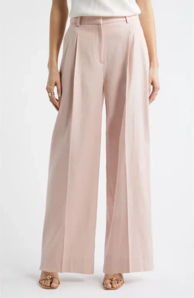 Nordstrom Pleated Linen Blend Wide Leg Pants In Pink