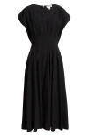 Nordstrom Pleated Midi Dress In Black