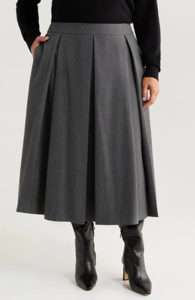 Nordstrom Pleated Midi Skirt In Gray