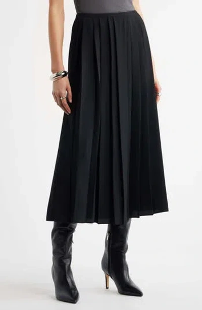 Nordstrom Pleated Midi Skirt In Black