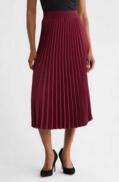Nordstrom Pleated Midi Skirt In Burgundy