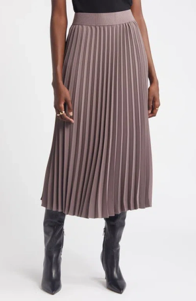 Nordstrom Pleated Midi Skirt In Grey Plum