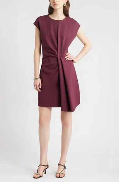 Nordstrom Pleated Ponte Minidress In Brown