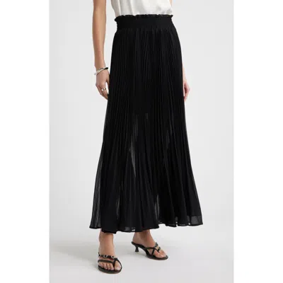 Nordstrom Pleated Semi Sheer Chiffon Midi Skirt In Black