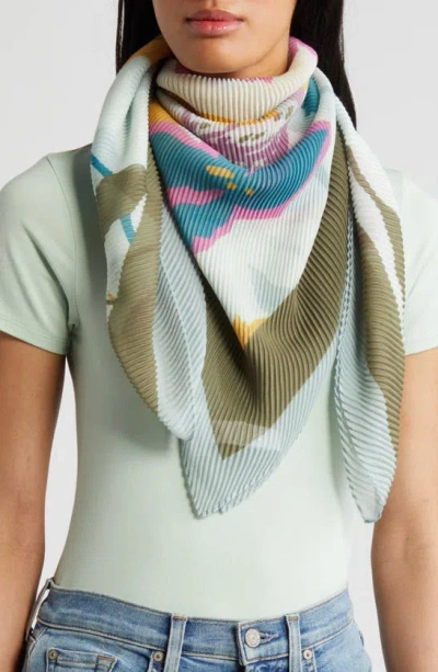Nordstrom Pleated Square Scarf In Teal Botanist Floral