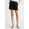 Nordstrom Pleated Textured Shorts In Black