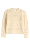 Nordstrom Kids'  Pointelle Crewneck Sweater In Ivory Birch