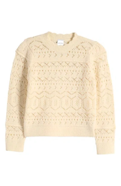 Nordstrom Kids'  Pointelle Crewneck Sweater In Ivory Birch
