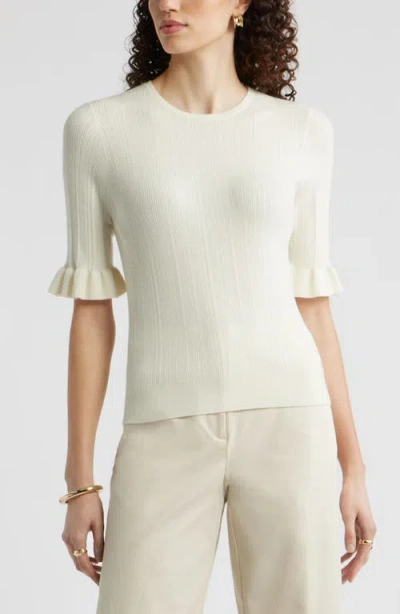Nordstrom Pointelle Crewneck Sweater In Neutral