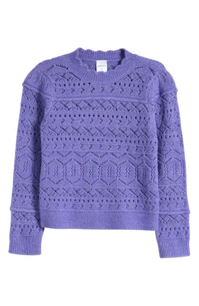 Nordstrom Kids'  Pointelle Crewneck Sweater In Purple Peri