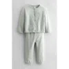 Nordstrom Babies'  Pointelle Heart Cardigan & Sweater Pants Set In Green Hush