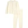 Nordstrom Babies'  Pointelle Heart Cardigan & Sweater Pants Set In Ivory Egret