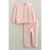 Nordstrom Pointelle Heart Cardigan & Sweater Pants Set In Pink