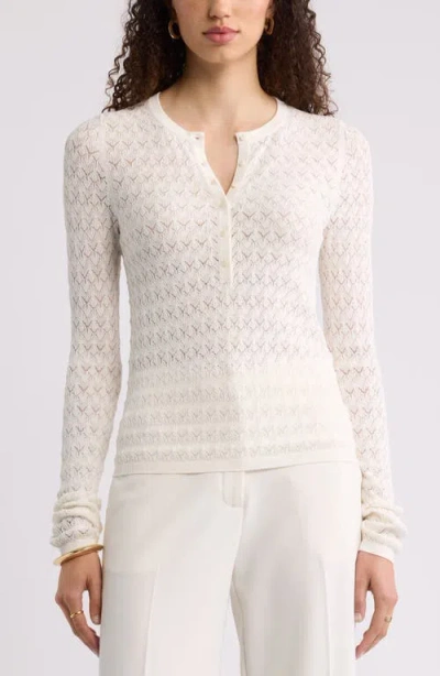 Nordstrom Pointelle Henley In White