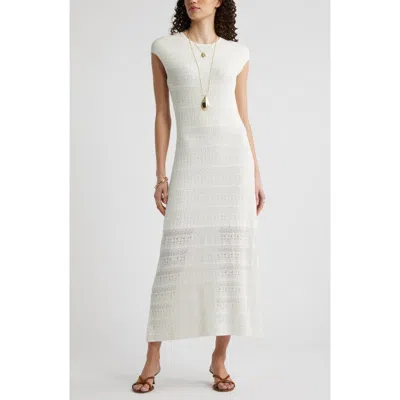 Nordstrom Pointelle Knit Linen Blend Sweater Dress In White