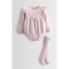 Nordstrom Pointelle Long Sleeve Sweater Romper & Socks Set In Purple Light