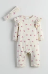 Nordstrom Pointelle Romper & Headband Set In White