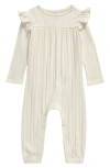 Nordstrom Babies'  Pointelle Ruffle Romper In Ivory Egret