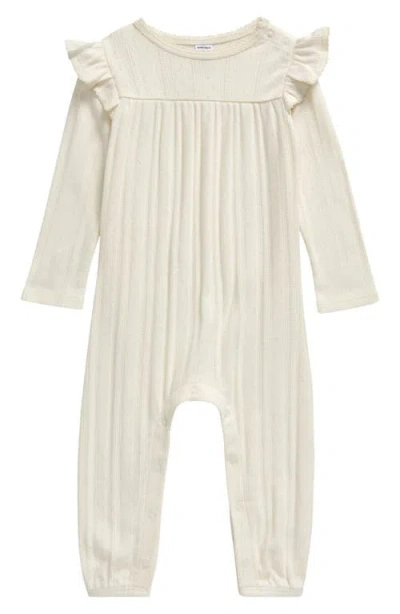 Nordstrom Pointelle Ruffle Romper In Ivory Egret