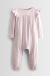 Nordstrom Pointelle Ruffle Romper In Purple Light