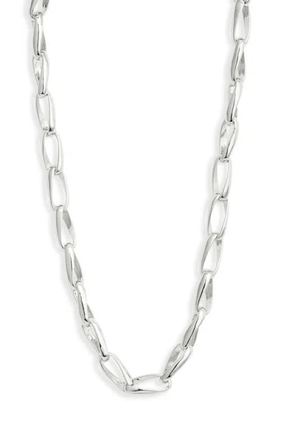 Nordstrom Polished Cable Link Chain Necklace In Rhodium