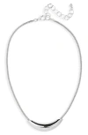 Nordstrom Polished Crescent Bar Pendant Necklace In Rhodium