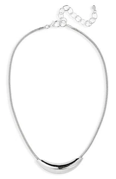 Nordstrom Polished Crescent Bar Pendant Necklace In Rhodium