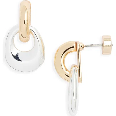 Nordstrom Polished Mixed Metal Frontal Hoop Earrings In Gray