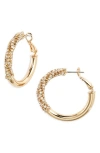 Nordstrom Polished Rhinestone Tube Hoop Earrings In Gold