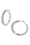Nordstrom Polished Rhinestone Tube Hoop Earrings In Silver
