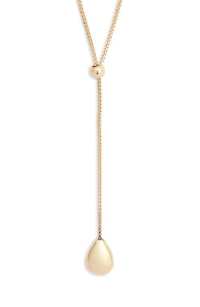 Nordstrom Polished Teardrop Slider Y Necklace In Gold