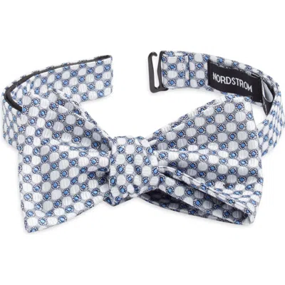 Nordstrom Polka Dot Silk Bow Tie In Silver
