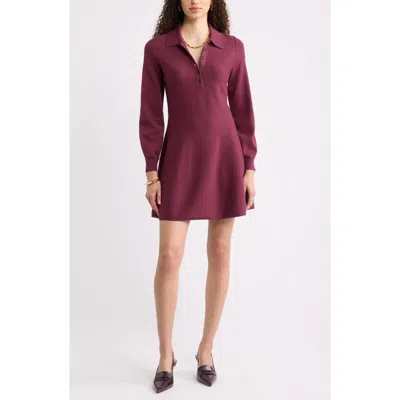 Nordstrom Polo Long Sleeve Minidress In Burgundy Fig