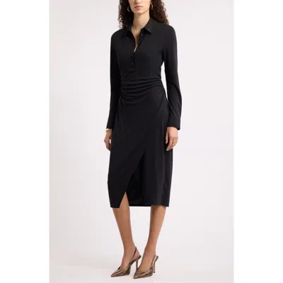 Nordstrom Polo Wrap Midi Dress In Black