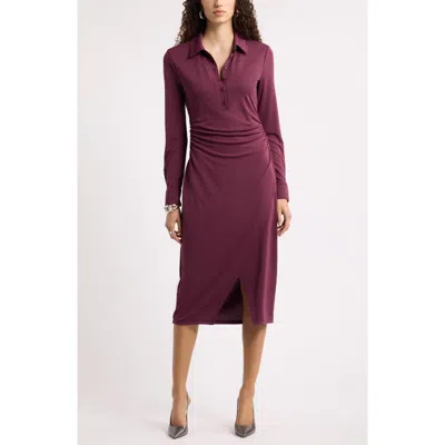 Nordstrom Polo Wrap Midi Dress In Burgundy