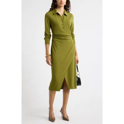 Nordstrom Polo Wrap Midi Dress In Green