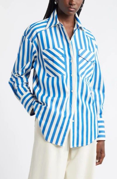 Nordstrom Poplin Button-up Shirt In Blue Marmara Cabana Stripe